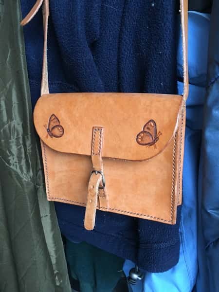 Leather bag after treatment to remove water bag