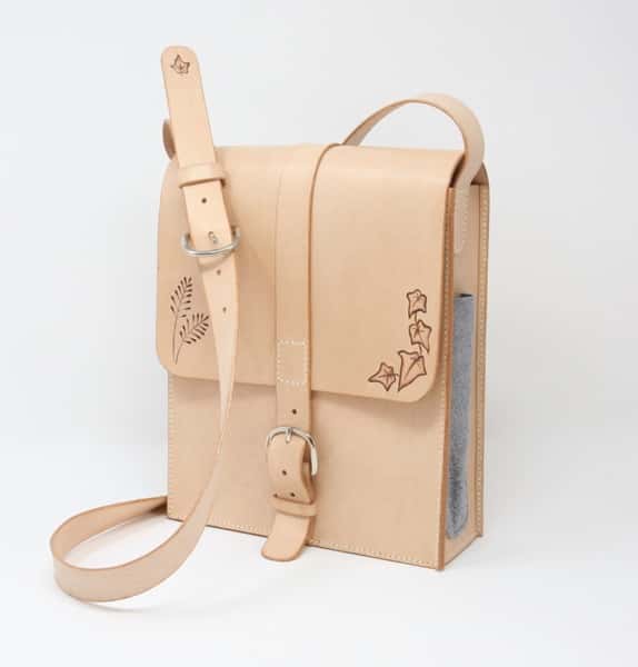 New natural leather bag without age patina