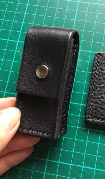 Small black leather tool pouch