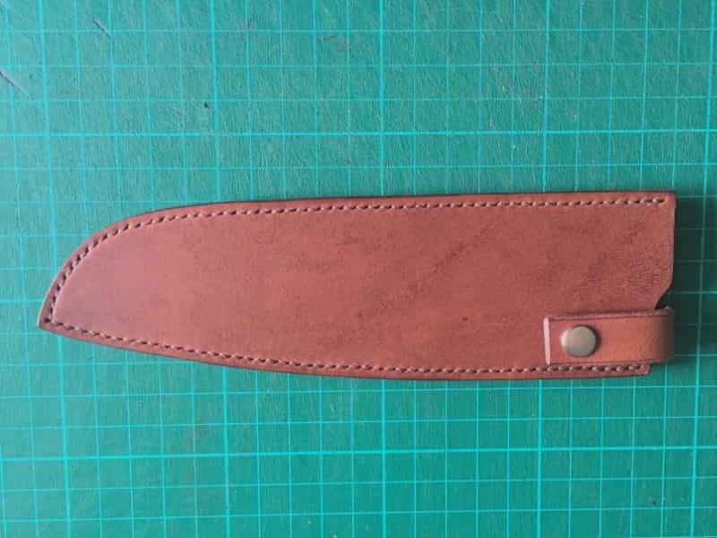 Brown leather chefs knife sheath, made to measure.