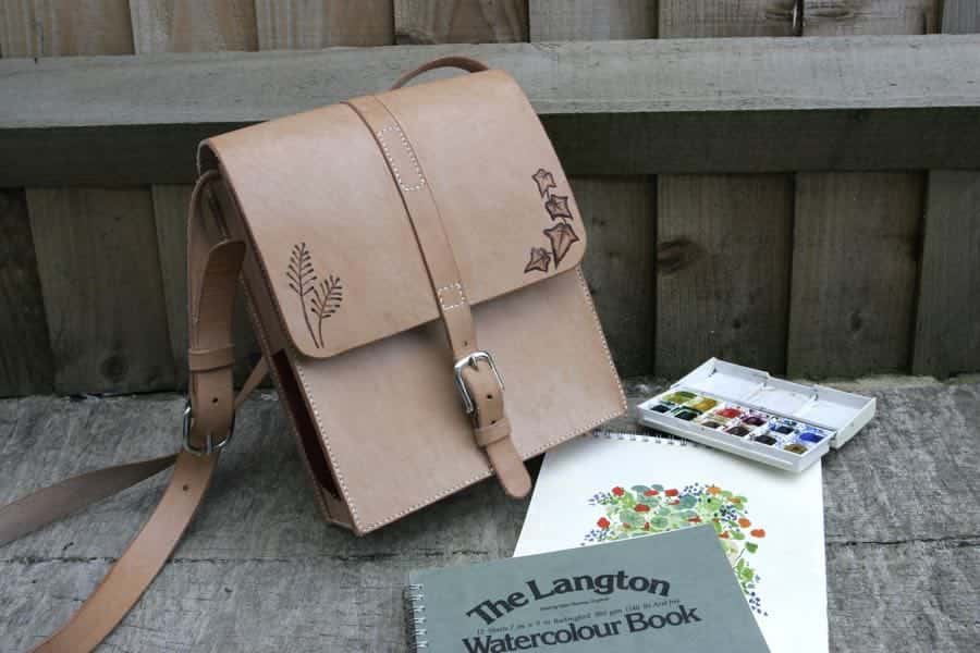 Leather artist's sketch bag