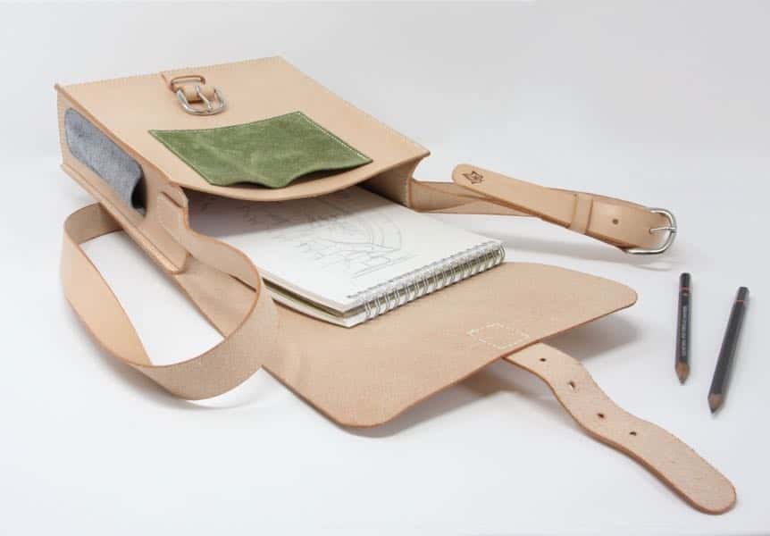 Artist's sketch bag open
