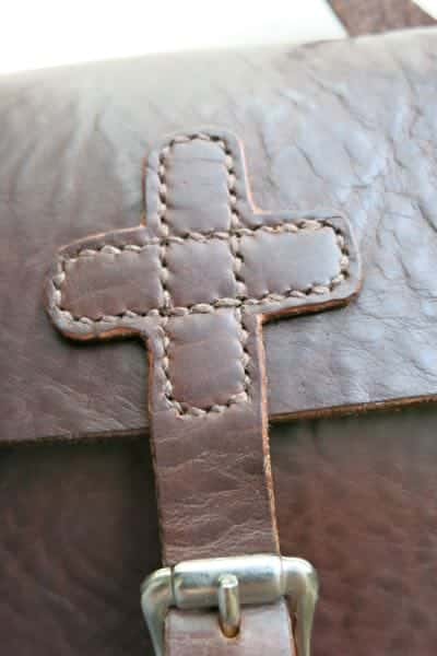 Medium leather shoulder bag with cross detail