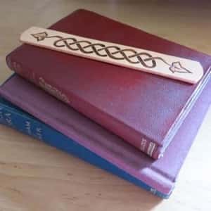Leather bookmark on book