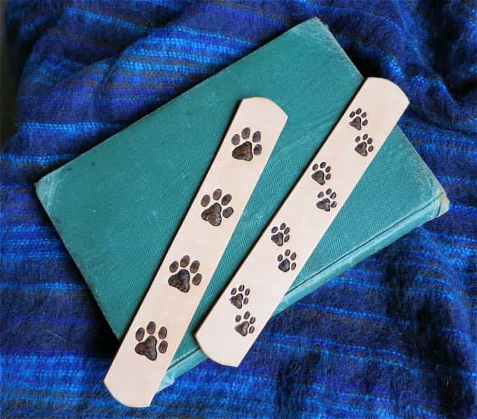 Large and small paw print motif leather on turquoise book