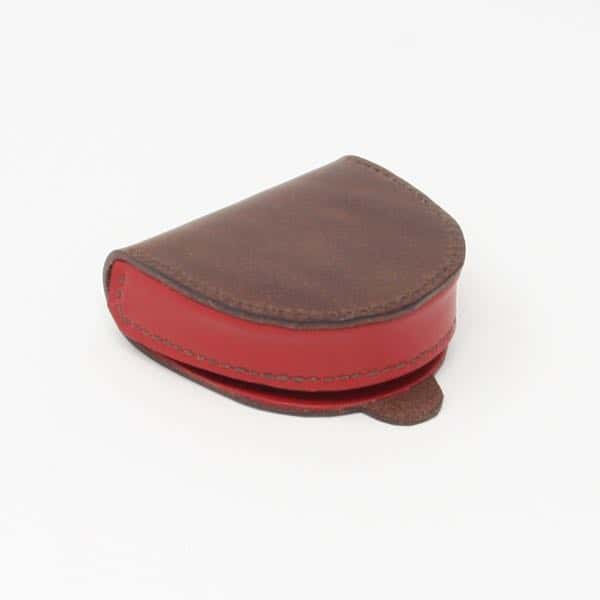 Leather coin catcher purse closed