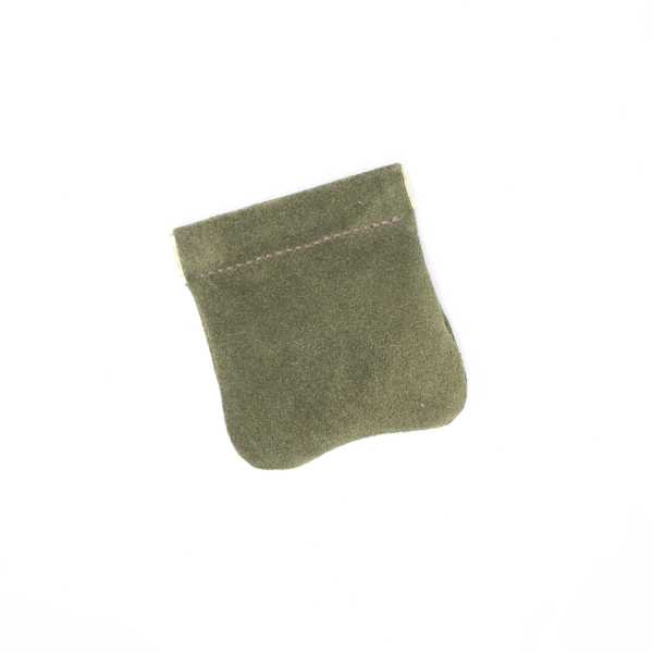 Suede olive green leather snap purse